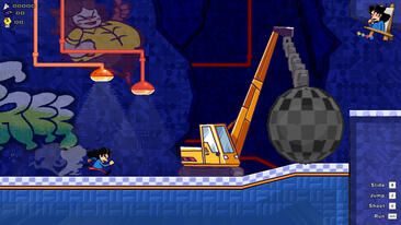 ARTIUS Screenshot - Features a 3D model of the wrecking ball sphere, along with graffiti artwork I created specifically for the game environment.